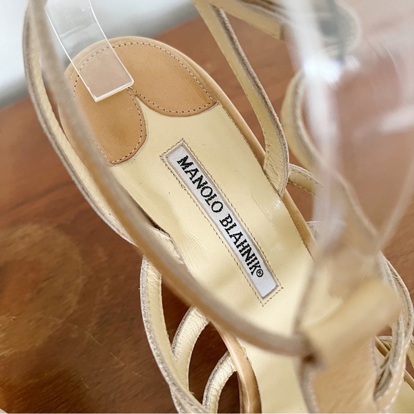 Manolo Blahnik • strappy gladiator heeled sandals stiletto leather open toe - Picture 3 of 8